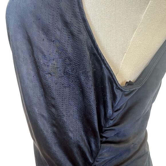 A.L.C. Blue Satin Halter Gown Size 8 Cocktail Asymmetric Ruched Midi Dress $500 - Picture 14 of 14